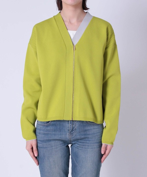 Three Four Time（ｽﾘｰﾌｫｰﾀｲﾑ）の「超軽量編柄ロゴZIPブルゾン（カーディガン/ボレロ・レディース・アイボリー/ブルー/レッド/イエロー・FREE）」の13枚目の写真