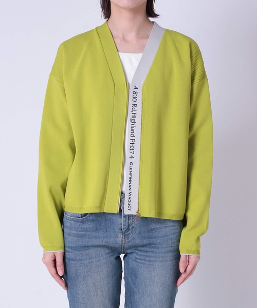 Three Four Time（ｽﾘｰﾌｫｰﾀｲﾑ）の「超軽量編柄ロゴZIPブルゾン（カーディガン/ボレロ・レディース・アイボリー/ブルー/レッド/イエロー・FREE）」の14枚目の写真