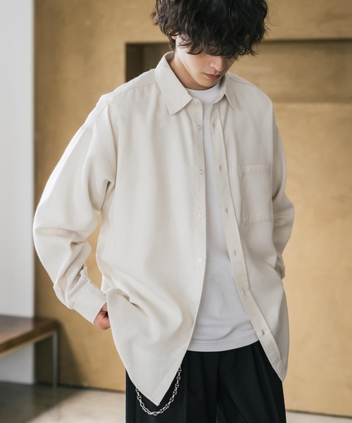 Rocky Monroe（ロッキーモンロー）の「新色追加 オーバーサイズレギュラーカラー長袖ネルシャツ チェック柄/オンブレチェック/無地（シャツ/ブラウス・メンズ・ブラック/アイボリー/ブラック系/ブラック系1/ベージュ系/レッド系/ホワイト系/ブラック系2/ブラック系3/ブラウン系/ネイビー系・M/L/XL）」の12枚目の写真