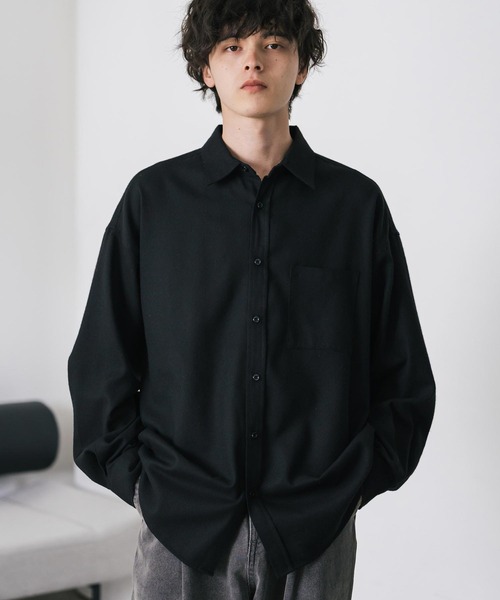 Rocky Monroe（ロッキーモンロー）の「新色追加 オーバーサイズレギュラーカラー長袖ネルシャツ チェック柄/オンブレチェック/無地（シャツ/ブラウス・メンズ・ブラック/アイボリー/ブラック系/ブラック系1/ベージュ系/レッド系/ホワイト系/ブラック系2/ブラック系3/ブラウン系/ネイビー系・M/L/XL）」の21枚目の写真