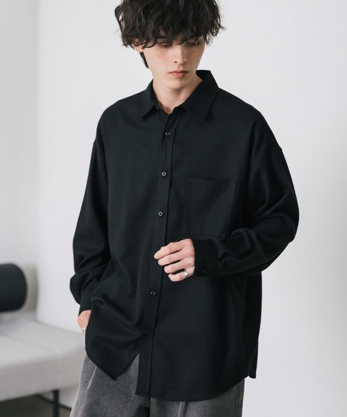 Rocky Monroe（ロッキーモンロー）の「新色追加 オーバーサイズレギュラーカラー長袖ネルシャツ チェック柄/オンブレチェック/無地（シャツ/ブラウス・メンズ・ブラック/アイボリー/ブラック系/ブラック系1/ベージュ系/レッド系/ホワイト系/ブラック系2/ブラック系3/ブラウン系/ネイビー系・M/L/XL）」の22枚目の写真