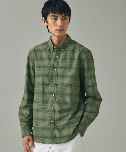 AIGLE(エーグル)の「吸水速乾 オックスフォードボタンダウンチェックシャツ(シャツ/ブラウス・メンズ・ブラック/セージグリーン・L/M/S/XL/XXL)」の8枚目の写真
