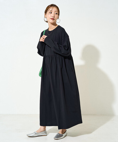 FACTORY ファクトリー 切り替えワンピース FACTORY (ファクトリー) 綿麻フリンジ切替ワンピース