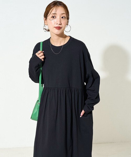 ハンドメイド　ウエストギャザーワンピース GALLORIA ワンピース はっ水 ウエストギャザーワンピース