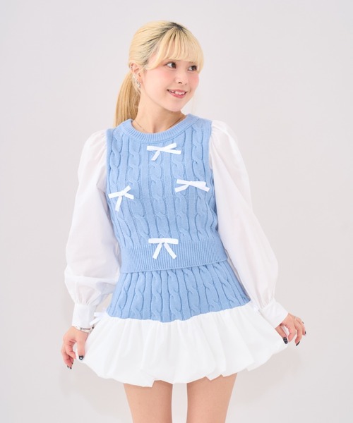 リボンニットドッキングセットアップ（ニット/セーター）｜Seiney