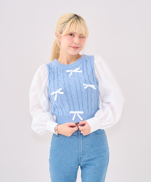 リボンニットドッキングセットアップ（ニット/セーター）｜Seiney