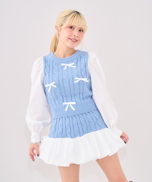 リボンニットドッキングセットアップ（ニット/セーター）｜Seiney