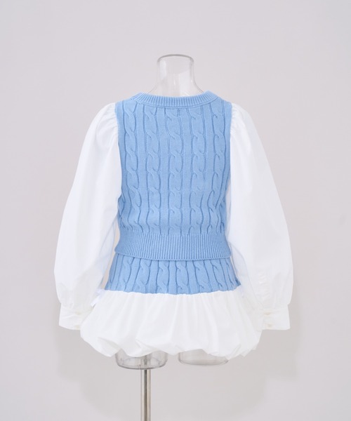 Seiney Blonde（セイニーブロンド）の「Ribbon knit docking setup / リボンニットドッキングセットアップ（ニット/セーター・レディース・ライトブルー・MEDIUM/SMALL）」の12枚目の写真