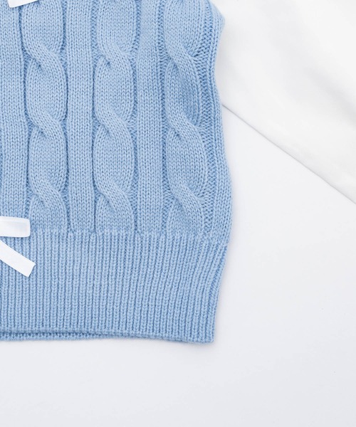 Seiney Blonde（セイニーブロンド）の「Ribbon knit docking setup / リボンニットドッキングセットアップ（ニット/セーター・レディース・ライトブルー・MEDIUM/SMALL）」の16枚目の写真