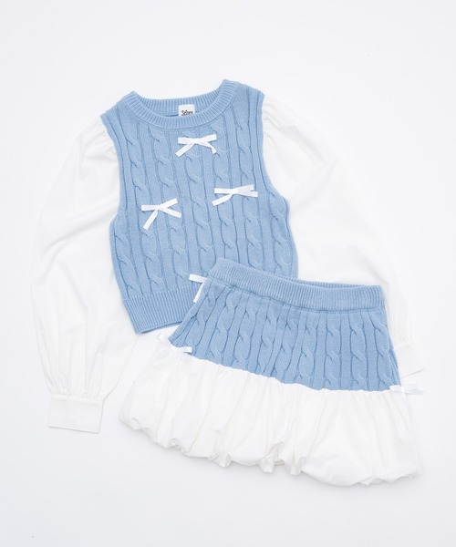 Seiney Blonde（セイニーブロンド）の「Ribbon knit docking setup / リボンニットドッキングセットアップ（ニット/セーター・レディース・ライトブルー・MEDIUM/SMALL）」の8枚目の写真