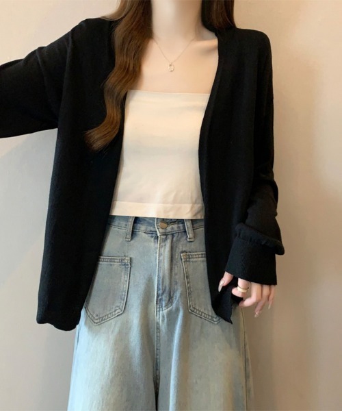 ReRe(リリ)の「Vネックライトニットカーディガン(カーディガン/ボレロ・レディース・オートミール/ブラック/キャメル/グレー/ホワイト・FREE)」の17枚目の写真