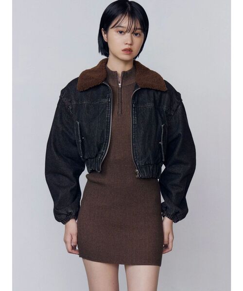 EMODA（エモダ）の「オープンリブジップニットワンピース（ワンピース・レディース・ブラウン/ブラック/グレー・FREE）」の10枚目の写真