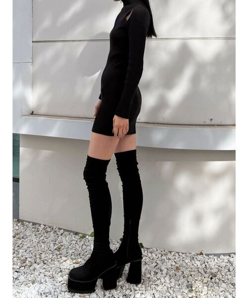 EMODA（エモダ）の「オープンリブジップニットワンピース（ワンピース・レディース・ブラウン/ブラック/グレー・FREE）」の13枚目の写真