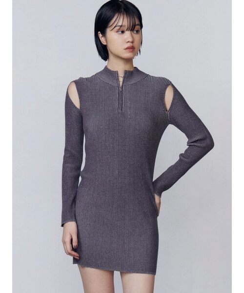 EMODA（エモダ）の「オープンリブジップニットワンピース（ワンピース・レディース・ブラウン/ブラック/グレー・FREE）」の16枚目の写真