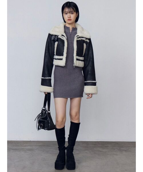 EMODA（エモダ）の「オープンリブジップニットワンピース（ワンピース・レディース・ブラウン/ブラック/グレー・FREE）」の21枚目の写真