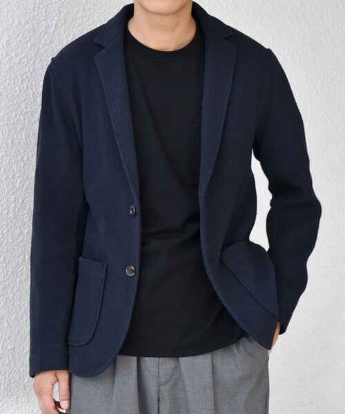 SHIPS any（シップス エニィ）の「SHIPS any:〈洗濯機可能〉TEXBRID(R) タックハニカム ニッティング ジャケット 25AW◇（テーラードジャケット・メンズ・チャコールグレー/キャメル/ネイビー・X-LARGE/LARGE/MEDIUM/SMALL）」の2枚目の写真