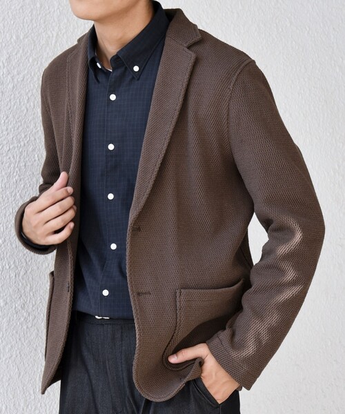 SHIPS any（シップス エニィ）の「SHIPS any:〈洗濯機可能〉TEXBRID(R) タックハニカム ニッティング ジャケット 25AW◇（テーラードジャケット・メンズ・チャコールグレー/キャメル/ネイビー・X-LARGE/LARGE/MEDIUM/SMALL）」の3枚目の写真