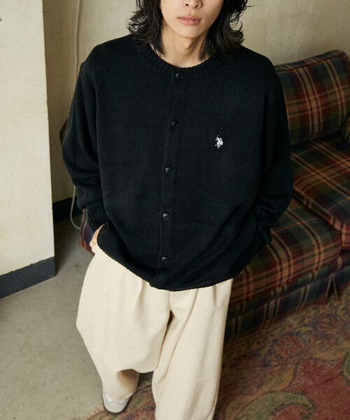 U.S. POLO ASSN.（ユーエスポロアッスン）の「U.S. POLO ASSN./ユーエスポロアッスン 別注 CREW NECK KNIT CARDIGAN/クルーネックニットカーディガン(限定展開)（カーディガン/ボレロ・メンズ・ネイビー/ブラック/チャコールグレー/グレー・LARGE/MEDIUM/SMALL）」の6枚目の写真