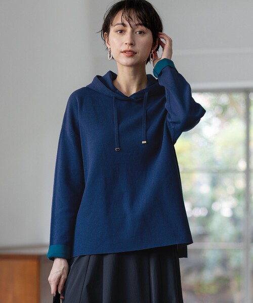 セール】【洗える】ダブルフェイスニット パーカー（パーカー）｜23区