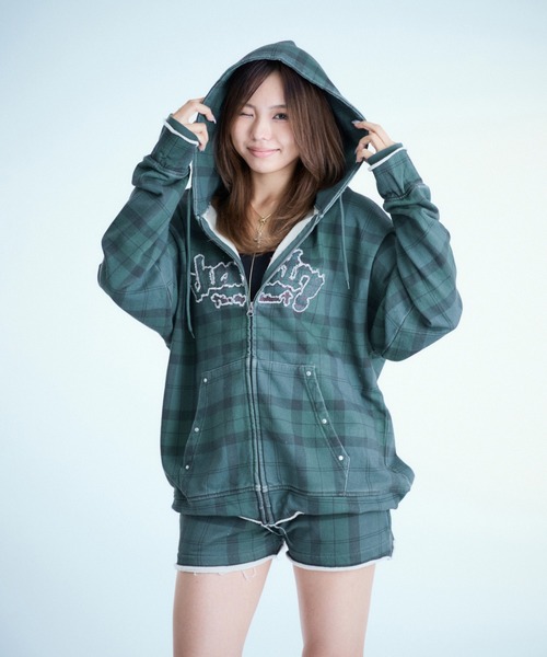 sedacle アソート柄ジップパーカー チェック アソート柄ジップパーカー【SETUP着用可能】（パーカー）｜sedacle