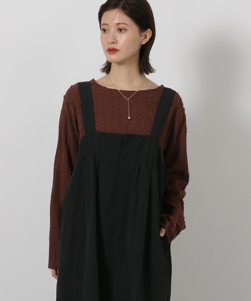 LAKOLE（ラコレ）の「フリンジジャガード長袖 / 594729（Tシャツ/カットソー・レディース・イエロー/ブラウン/アイボリー/ブラック・FREE）」の8枚目の写真