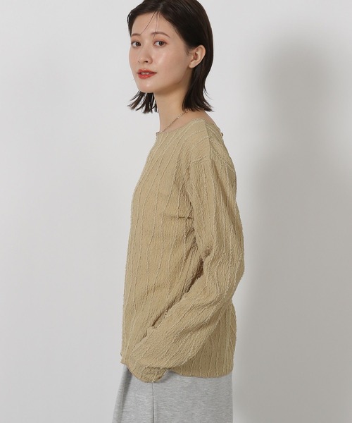 LAKOLE（ラコレ）の「フリンジジャガード長袖 / 594729（Tシャツ/カットソー・レディース・イエロー/ブラウン/アイボリー/ブラック・FREE）」の13枚目の写真