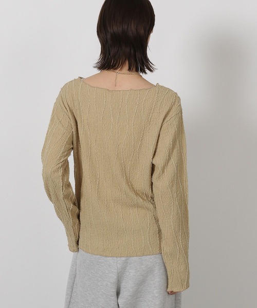 LAKOLE（ラコレ）の「フリンジジャガード長袖 / 594729（Tシャツ/カットソー・レディース・イエロー/ブラウン/アイボリー/ブラック・FREE）」の14枚目の写真