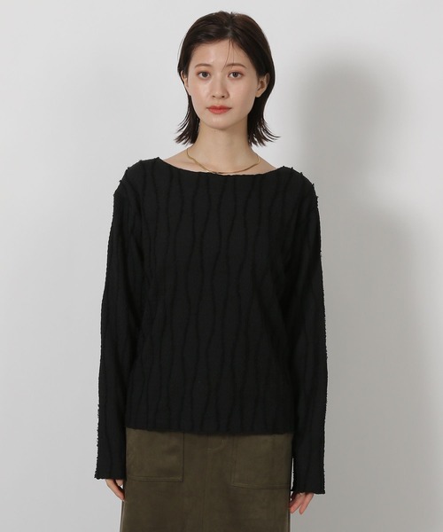 LAKOLE（ラコレ）の「フリンジジャガード長袖 / 594729（Tシャツ/カットソー・レディース・イエロー/ブラウン/アイボリー/ブラック・FREE）」の15枚目の写真