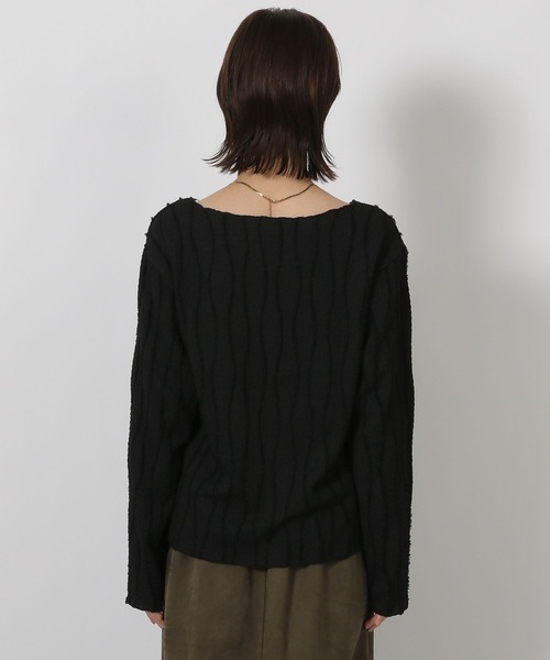 LAKOLE（ラコレ）の「フリンジジャガード長袖 / 594729（Tシャツ/カットソー・レディース・イエロー/ブラウン/アイボリー/ブラック・FREE）」の17枚目の写真