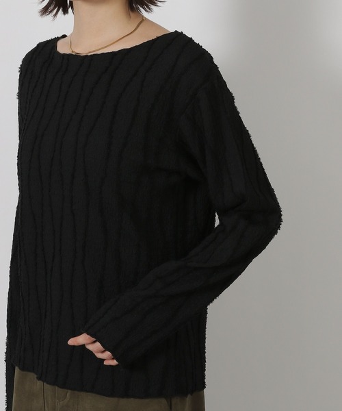 LAKOLE（ラコレ）の「フリンジジャガード長袖 / 594729（Tシャツ/カットソー・レディース・イエロー/ブラウン/アイボリー/ブラック・FREE）」の19枚目の写真