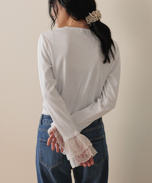 LOWRYS FARM（ローリーズファーム）の「ソデレイヤードＬＳ　580978（Tシャツ/カットソー・レディース・ホワイト系その他7/ホワイト系その他6/ホワイト系その他5・FREE）」の3枚目の写真