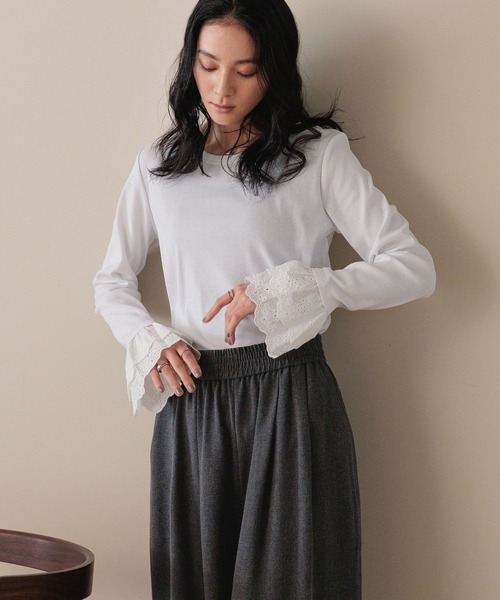 LOWRYS FARM（ローリーズファーム）の「ソデレイヤードＬＳ　580978（Tシャツ/カットソー・レディース・ホワイト系その他7/ホワイト系その他6/ホワイト系その他5・FREE）」の5枚目の写真