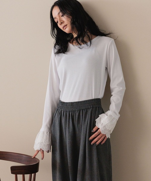 LOWRYS FARM（ローリーズファーム）の「ソデレイヤードＬＳ　580978（Tシャツ/カットソー・レディース・ホワイト系その他7/ホワイト系その他6/ホワイト系その他5・FREE）」の6枚目の写真