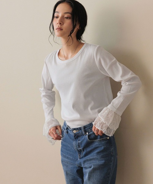 LOWRYS FARM（ローリーズファーム）の「ソデレイヤードＬＳ　580978（Tシャツ/カットソー・レディース・ホワイト系その他7/ホワイト系その他6/ホワイト系その他5・FREE）」の11枚目の写真