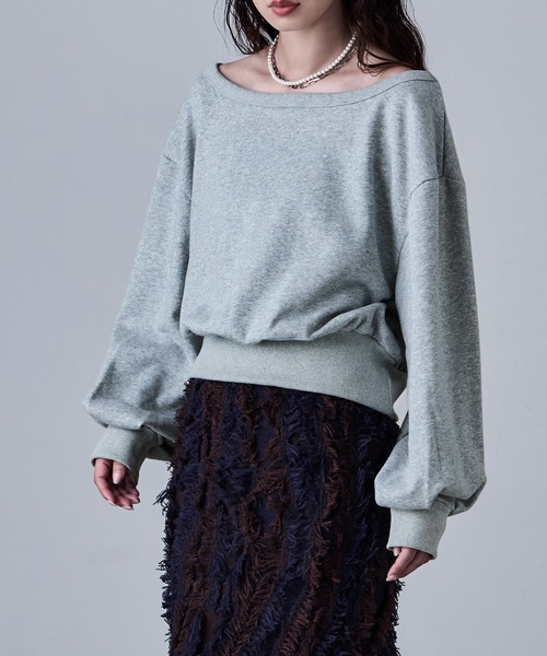 etoll.(エトル)の「裏毛オフショルダークロップドスウェット(スウェット・レディース・グレー/アイボリー/ブラック・M)」の21枚目の写真