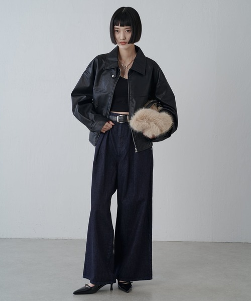 Lui's（ルイス）の「ウェーブバックルレザーハンドルファーバック（トートバッグ・レディース・オフホワイト/ブラック/ブラウン系その他・FREE）」の8枚目の写真