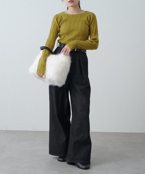 Lui's（ルイス）の「ウェーブバックルレザーハンドルファーバック（トートバッグ・レディース・オフホワイト/ブラック/ブラウン系その他・FREE）」の14枚目の写真