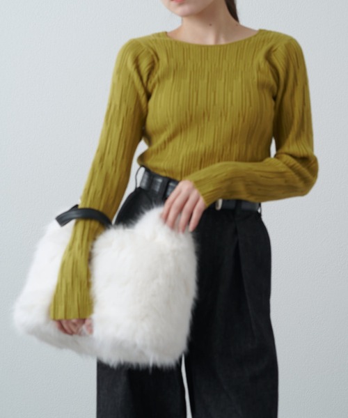 Lui's（ルイス）の「ウェーブバックルレザーハンドルファーバック（トートバッグ・レディース・オフホワイト/ブラック/ブラウン系その他・FREE）」の15枚目の写真