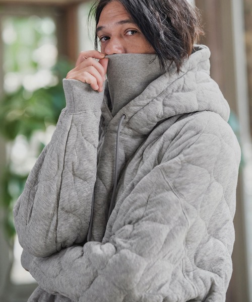 mpa3956-Wave Quilting High Neck Parka キルティングパーカー