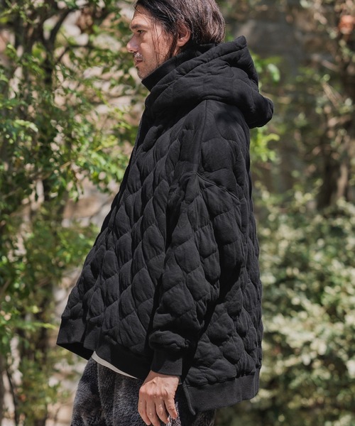 mpa3956-Wave Quilting High Neck Parka キルティングパーカー