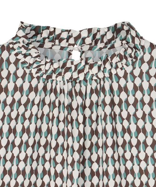 TOKYO SHIRTS（トウキョウシャツ）の「衿フリル プリント ブラウス（シャツ/ブラウス・レディース・ブラウン/グレー・M/L）」の14枚目の写真