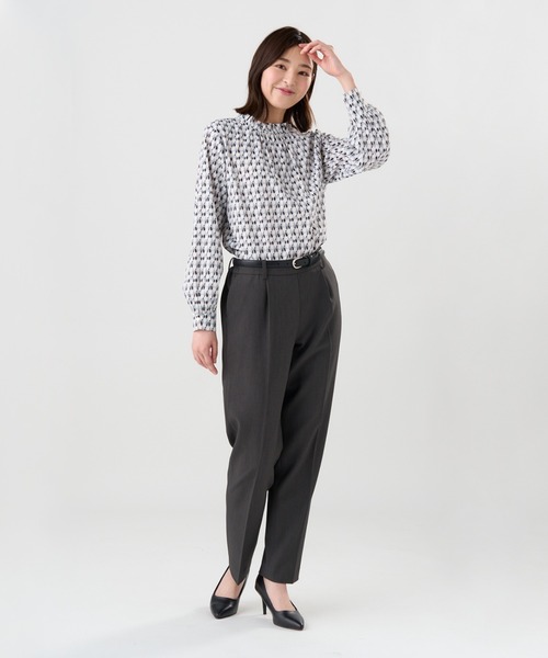 TOKYO SHIRTS（トウキョウシャツ）の「衿フリル プリント ブラウス（シャツ/ブラウス・レディース・ブラウン/グレー・M/L）」の4枚目の写真