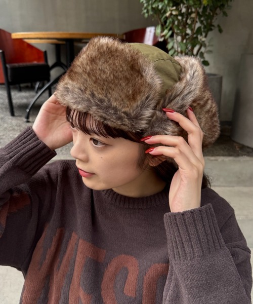 CIAOPANIC TYPY(チャオパニックティピー)の「ミリタリーフライトハット(ハット・レディース・ブラウン/ベージュ/ブラック/カーキ・ONE SIZE)」の4枚目の写真