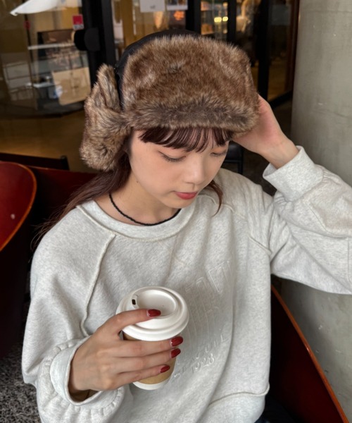 CIAOPANIC TYPY(チャオパニックティピー)の「ミリタリーフライトハット(ハット・レディース・ブラウン/ベージュ/ブラック/カーキ・ONE SIZE)」の2枚目の写真