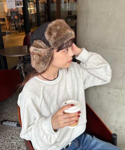 CIAOPANIC TYPY(チャオパニックティピー)の「ミリタリーフライトハット(ハット・レディース・ブラウン/ベージュ/ブラック/カーキ・ONE SIZE)」の5枚目の写真