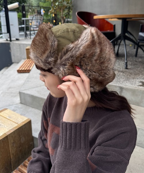 CIAOPANIC TYPY(チャオパニックティピー)の「ミリタリーフライトハット(ハット・レディース・ブラウン/ベージュ/ブラック/カーキ・ONE SIZE)」の8枚目の写真