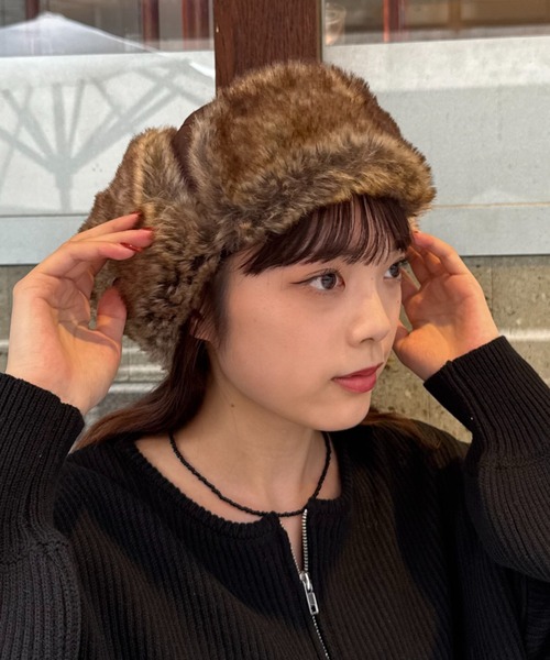 CIAOPANIC TYPY(チャオパニックティピー)の「ミリタリーフライトハット(ハット・レディース・ブラウン/ベージュ/ブラック/カーキ・ONE SIZE)」の6枚目の写真