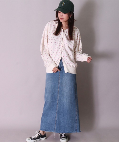 JEMORGAN（ジェーイーモーガン）の「(LK)【JEMORGAN】小花柄 ガーゼ裏毛 ジップパーカー（パーカー・レディース・パープル系1/ブルー系1/ブルー系2/パープル系2/ライラック系1・FREE）」の16枚目の写真