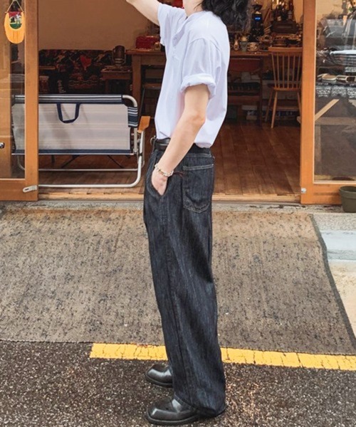 NOWLE(ノウル)の「【NOWLE】スナップボタン ヘンリーネック 半袖 Tシャツ(Tシャツ/カットソー・メンズ・ホワイト/ダークグレー・MEDIUM/LARGE/X-LARGE)」の3枚目の写真