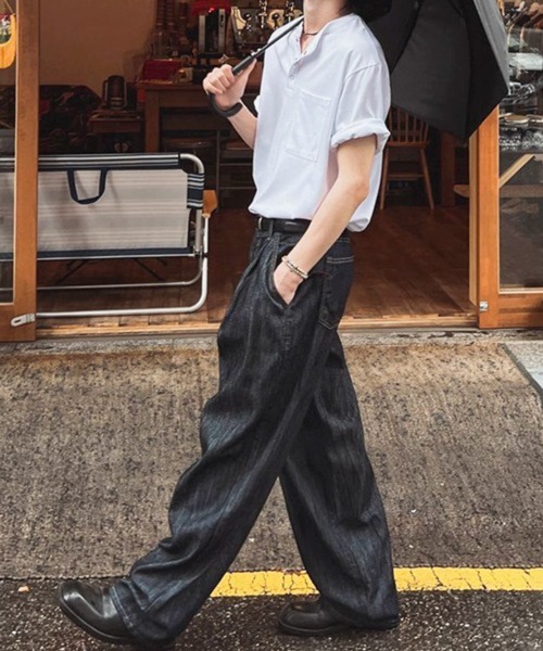 NOWLE(ノウル)の「【NOWLE】スナップボタン ヘンリーネック 半袖 Tシャツ(Tシャツ/カットソー・メンズ・ホワイト/ダークグレー・MEDIUM/LARGE/X-LARGE)」の5枚目の写真